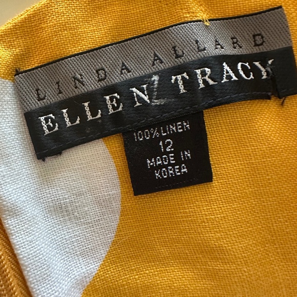 ELLEN TRACY CROSS BACK SUNDRESS-YELLOW POLKA DOTS WITH WHITE BUTTONS-Size 12 - Picture 10 of 10